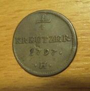 1/4 krejcar  1797 H, 1/1,  R!
