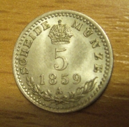 5 krejcar  1859 A, 0/0