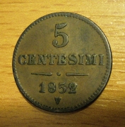 5 centesimi 1852 V, 1/1-