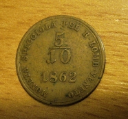 5/10 soldo 1862 B, +1/1+