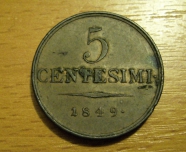 5 centesimi 1849 M, +1/1+