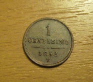 1 centesimo 1852 V, -0/0-