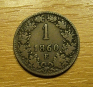 1 krejcar  1860 E,  -1/1-