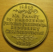 Bronzová  medaile  T.G.M., 1935, 60 mm, 
