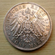 026, 5 Mark, 1913,  Bayern,  +1/1+, 