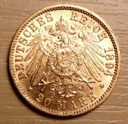 047, 20 Mark, 1894 G,  Baden,  +1/1+