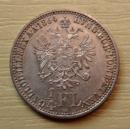 1077, 1/4 zlatník 1864 A, +1/1, 