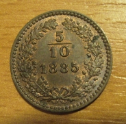 5/10 krejcar  1885 b.z. 0/0