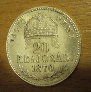 20 krejcar  1870 K.B. Valto Penz,  0/0- R!!