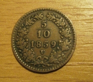 5/10 krejcar  1859 V, 1/1 R!!