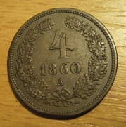 4 krejcar  1860 A, -0/1 !!