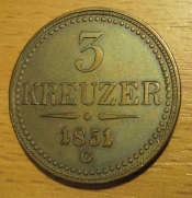 3 krejcar  1851 G, +1/1 R!!!