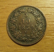 5/10 krejcar  1859 V, +1/1 RR!!
