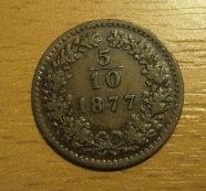 5/10 krejcar  1877 b.z. +1/1 R!!