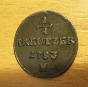 1/4 krejcar  1783 H, 1/1 RR!!