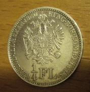 1/4 zlatník 1860 E, +1/1+, R!! 
