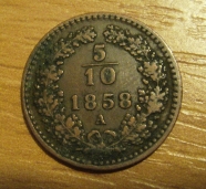 5/10 krejcar  1858 A, 1/1