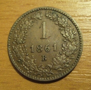 krejcar  1861 B, +1/1+