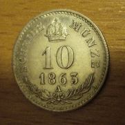 10 krejcar  1863 A, 0/0-