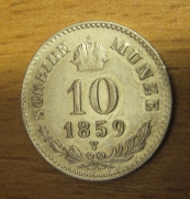 10 krejcar 1859 V, -0/1+
