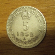 5 krejcar 1858 A, +1/1+