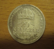 20 krejcar  1869 K.B., MKVP, -0/0- RR!!!