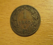 1 krejcar  1860 B, 1/1 !!!