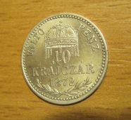 10 krejcar  1872 K.B., 0/0- RR!!